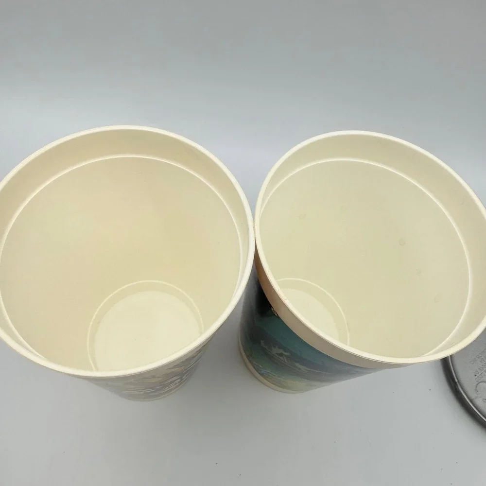 Vintage 1992 McDonalds Batman Returns Cups The Penguin Batdisc Lid Set of 2